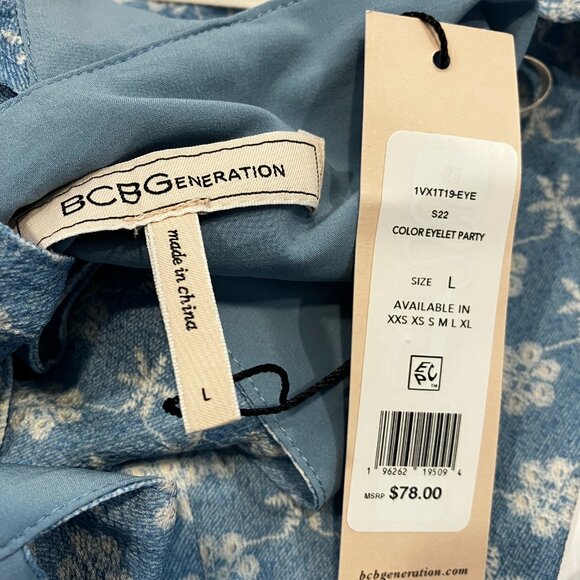 BCBGeneration TOP Large or XL Flutter Strap Bow Tie Crop Color Eyelet Party New - Picture 9 of 15